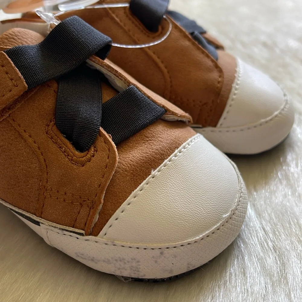 Carter's Brown & White Baby Boy Infant Soft Slip-On Sneakers Casual Crib Shoes